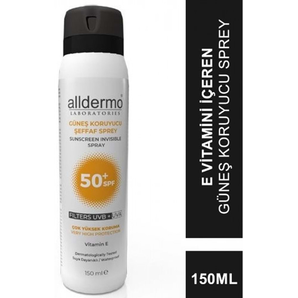 Alldermo Spf50+ İz Bırakmaz Yüksek Koruma Aerosol Sprey 150 ml