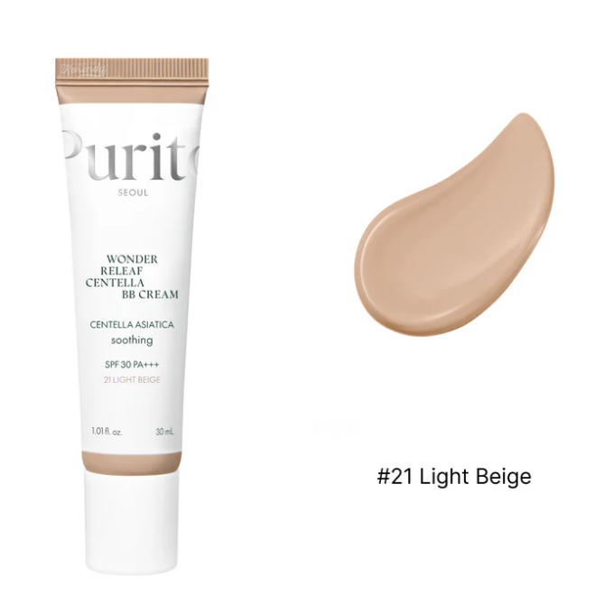 Purito - Wonder Releaf Centella BB Cream 21 Light Beige SPF30 PA+++ (Yüksek Örtücü Besleyici Centella Özlü BB Krem) 30ml