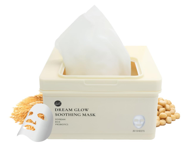 DREAM GLOW BEAUTY MASKESİ (30 adet) (Soya Fasulyesi + Pirinç + Probiyotik Günlük Yaprak Maske) – Aydınlatıcı, Yatıştırıcı ve Cilt Bariyeri Bakımı için Kore Yüz Maskesi, K-Beauty Nemlendirici Yüz Maskesi
