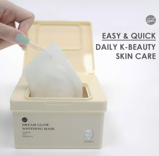 DREAM GLOW BEAUTY MASKESİ (30 adet) (Soya Fasulyesi + Pirinç + Probiyotik Günlük Yaprak Maske) – Aydınlatıcı, Yatıştırıcı ve Cilt Bariyeri Bakımı için Kore Yüz Maskesi, K-Beauty Nemlendirici Yüz Maskesi