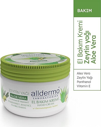  Alldermo Nemlendirici El Bakım  Krem Aloe Vera - Zeytin  Yağı (KAVANOZ) 250 m