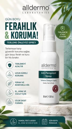 Alldermo Terleme Önleyici Sprey El,Ayak ve Vücut