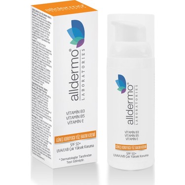  Alldermo Güneş Koruyucu  Spf 50+ Yüz Bakım Kremi  50 ml